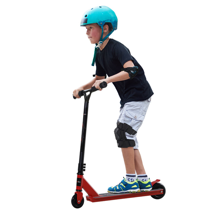 Pro stunt scooter til børn og voksne, freestyle scooter, 100mm syntetiske læderhjul, aluminium rød, til tricks