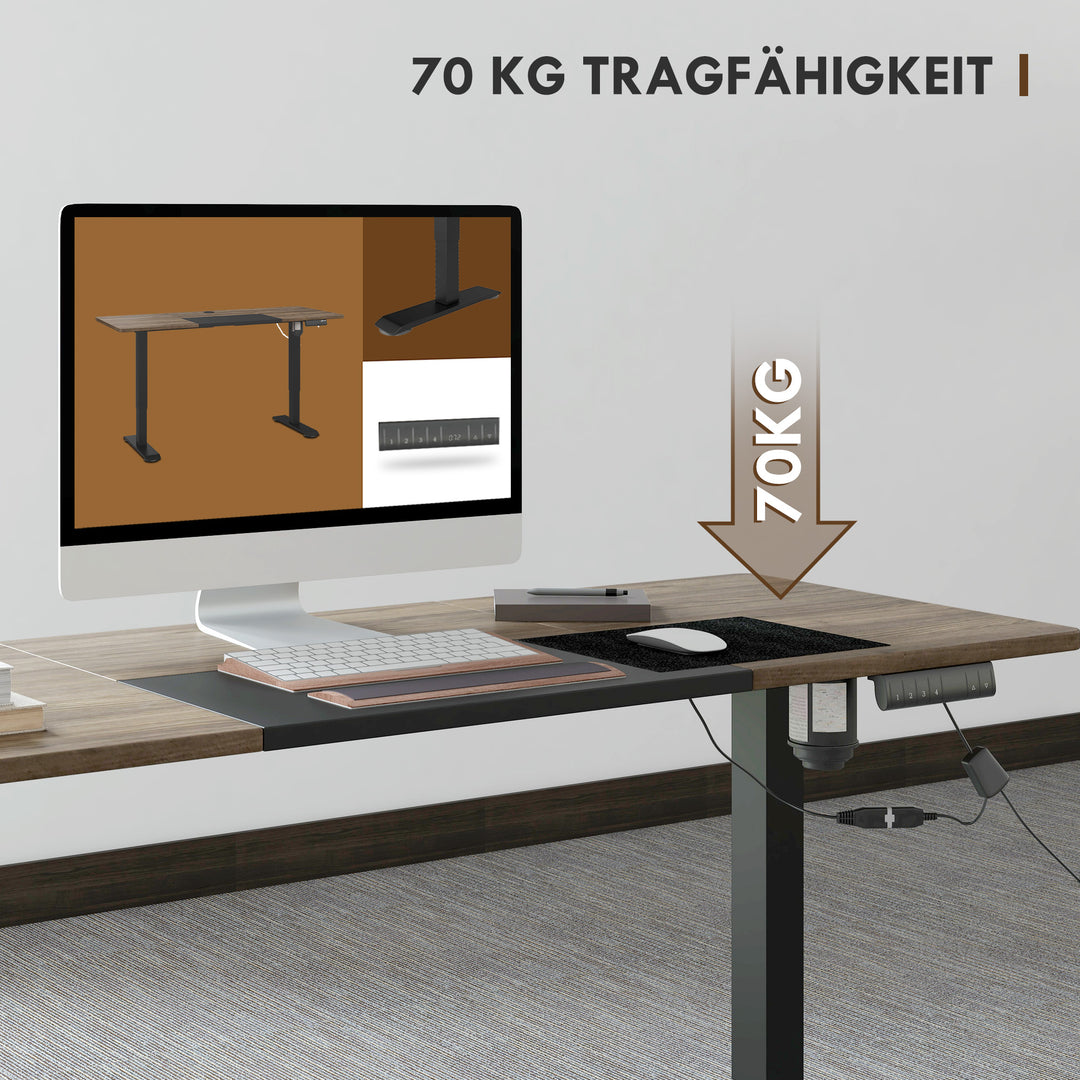 Højdejusterbart skrivebord elektrisk 140 x 70 cm computerbord med 4 hukommelseskontroller, 4-delt bordplade, sit-stee-bord med antikollision, overophedningsbeskyttelse sort