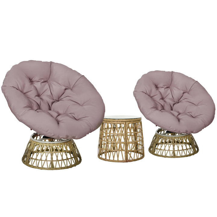 Bistrosæt balkonsæt terrassesæt vejrbestandigt aftagelige puder 85cm x 70cm x 82cm natur + lysebrun