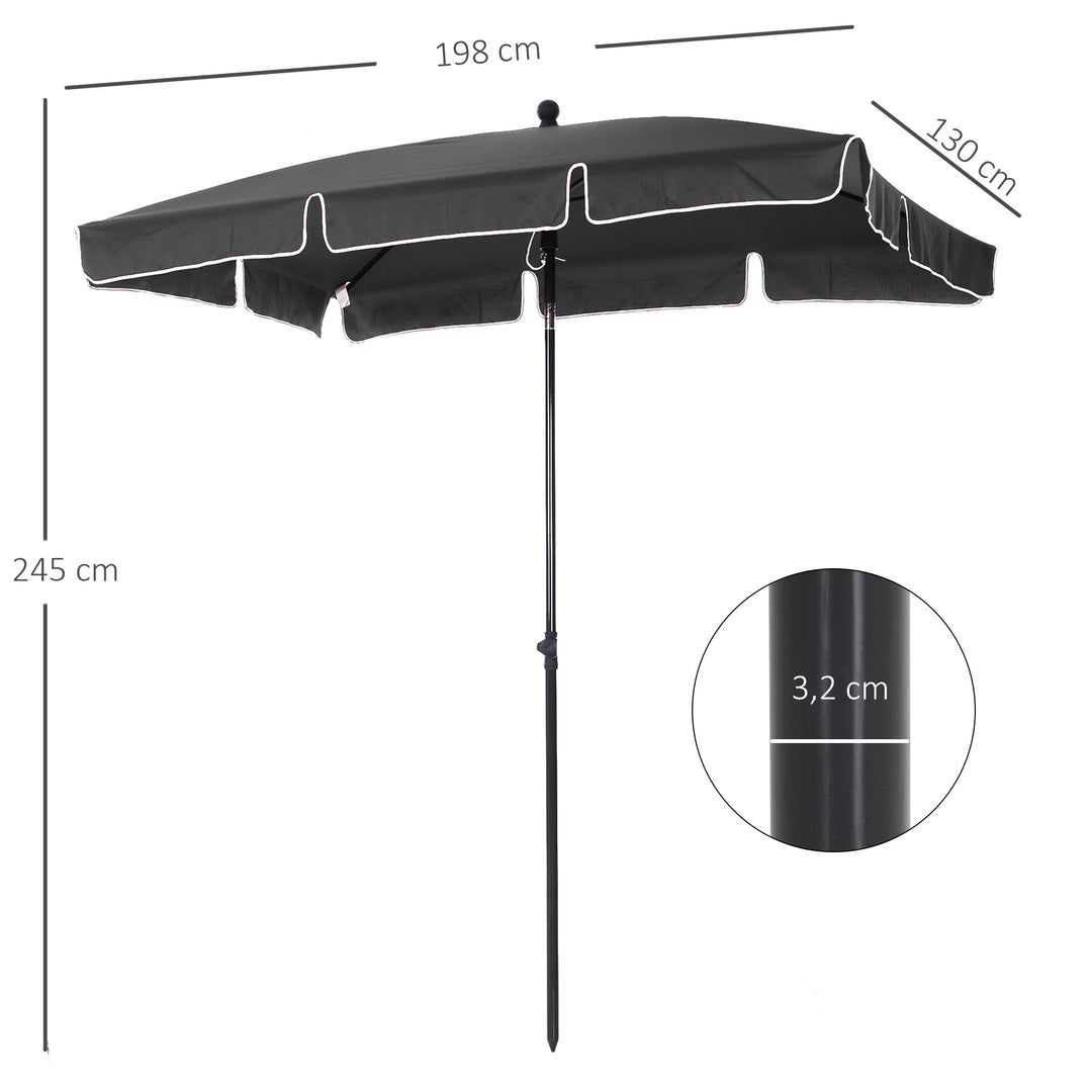 Parasol, strandparasol, haveparasol, balkonparasol, solsejl, foldbar, grå