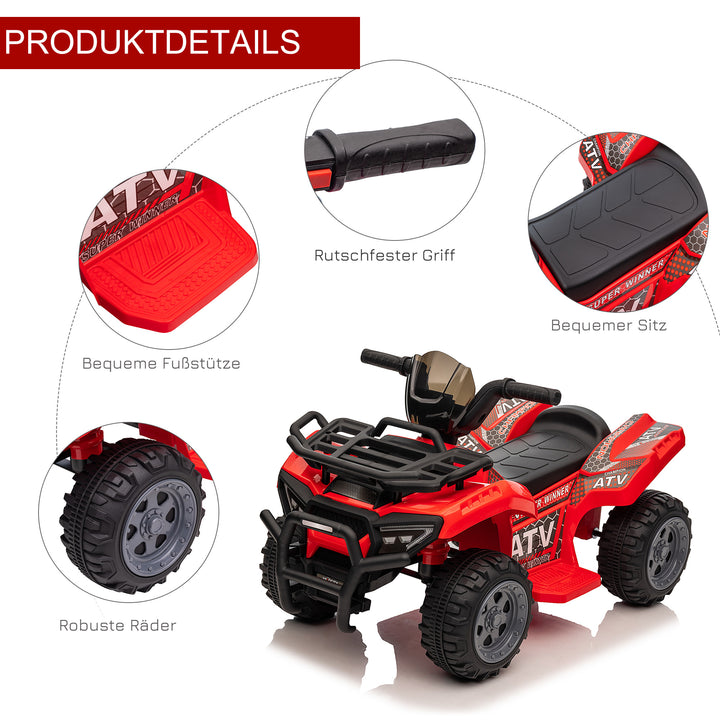 Kids quad elektrisk 6v børne-atv med forlænsfunktion, musik, elektrisk atv til børn 1,5-3 år rød