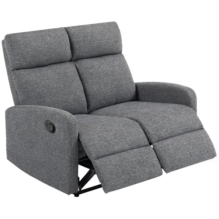 2-personers sofa, individuelt justerbare ryglæn, fodstøtte, stofbetræk, stål, grå