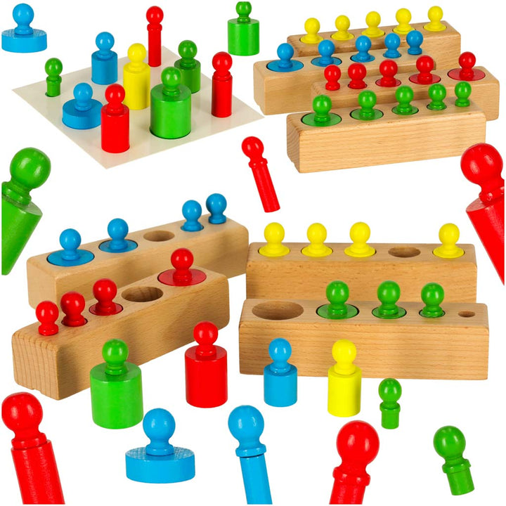 Vægte træcylindre Montessori farverige