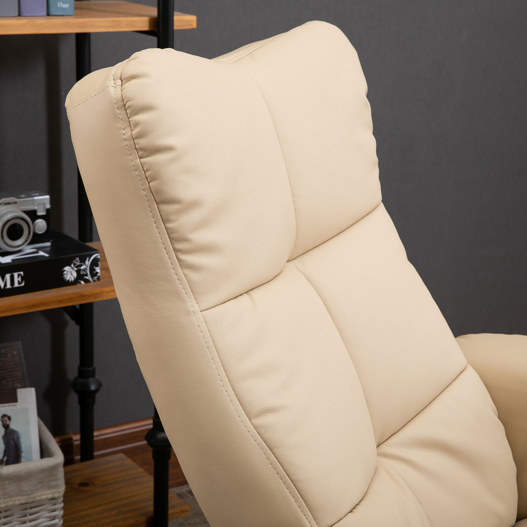 Afslappende stol massagestol med fodskammel opbevaringsplads hvilefunktion tv-stol med massagefunktion tv-stol 145° vipbar polyester cremehvid 80 x 86 x 99 cm
