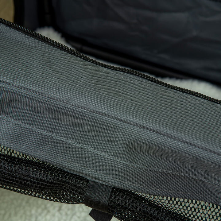 Transportkasse, foldbar, 3 indgange, indvendig hynde, til hunde og katte op til 4 kg/40 cm, grå