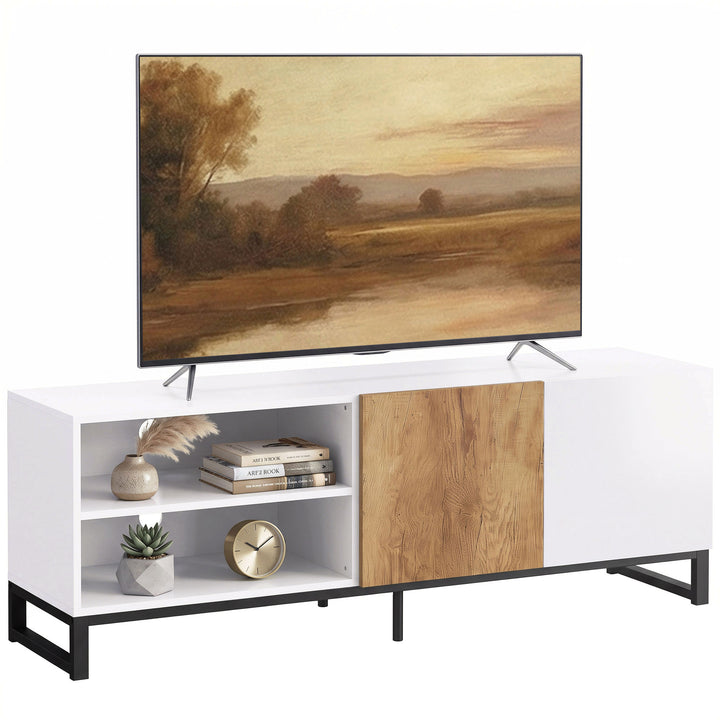 TV-skab til fjernsyn op til 55 tommer, moderne TV-lavbord, hvid