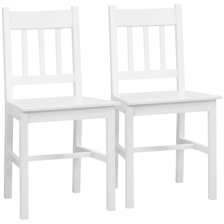 Sæt med 2 spisestuestole, køkkenstole, massivt træ, 41 cm x 46,5 cm x 85,5 cm, hvid