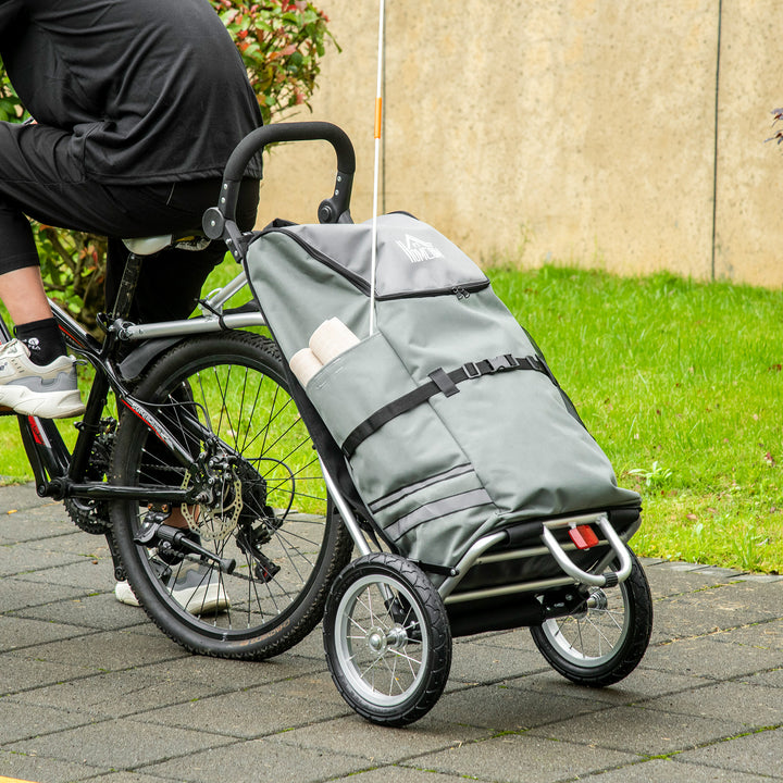 3-I-1 indkøbsvogn cykeltrailer sækkevogn, 53 x 43 x 110 cm, grå + sølv