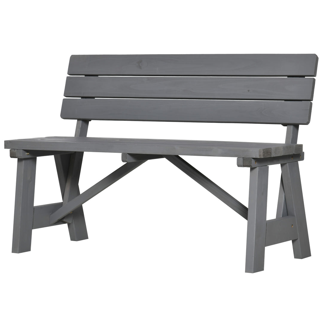 2-personers havebænk i træ, vejrbestandig, UV-bestandig, havemøbler med ryglæn, 116 x 56 x 80 cm, grå