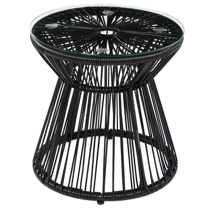 Havebord i bohemestil, vejrbestandigt, PE-rattan, 40 cm x 40 cm x 42 cm, sort