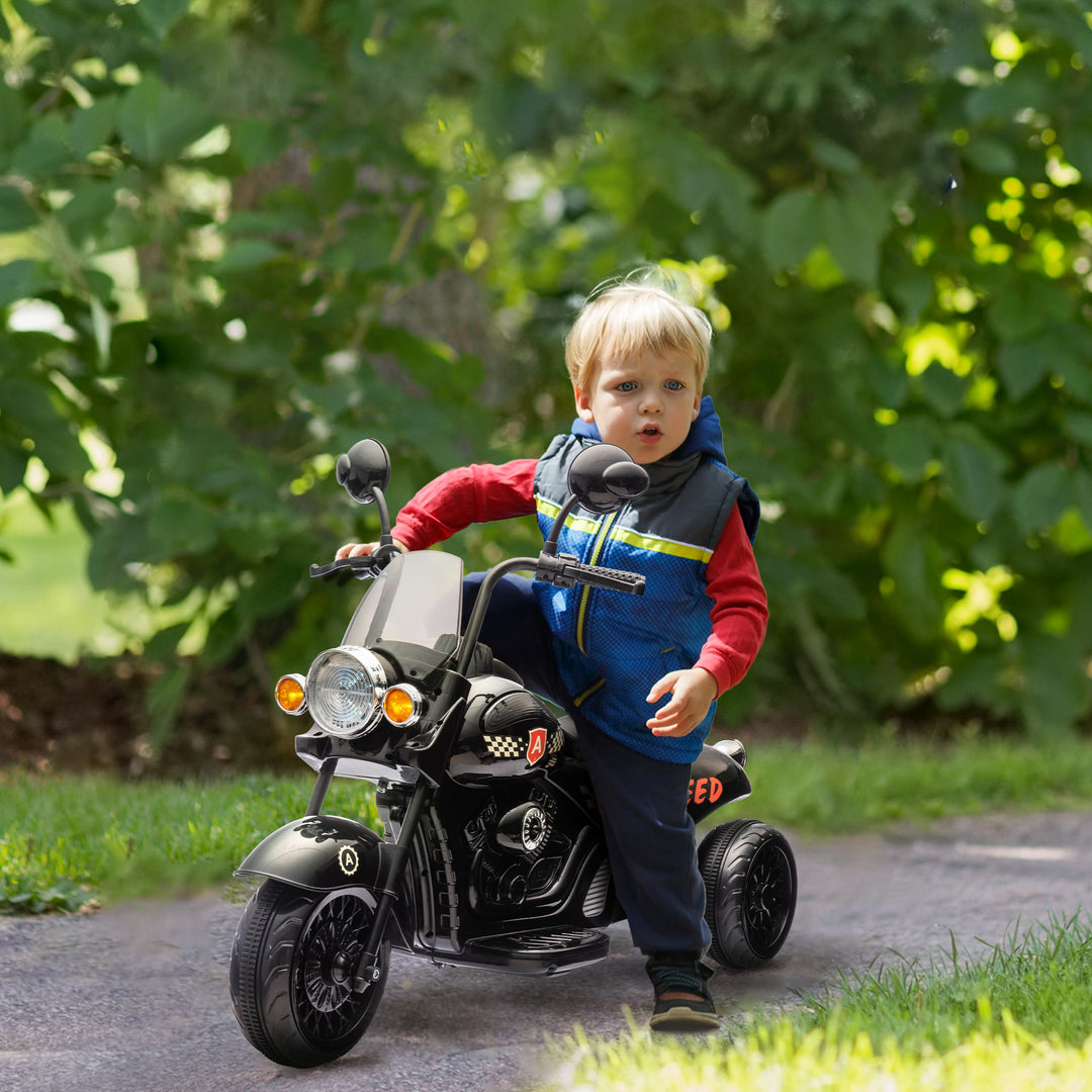 Elektrisk børnemotorcykel, 3-5 km/t, chopper, lys og musik, til børn 3-6 år, sort