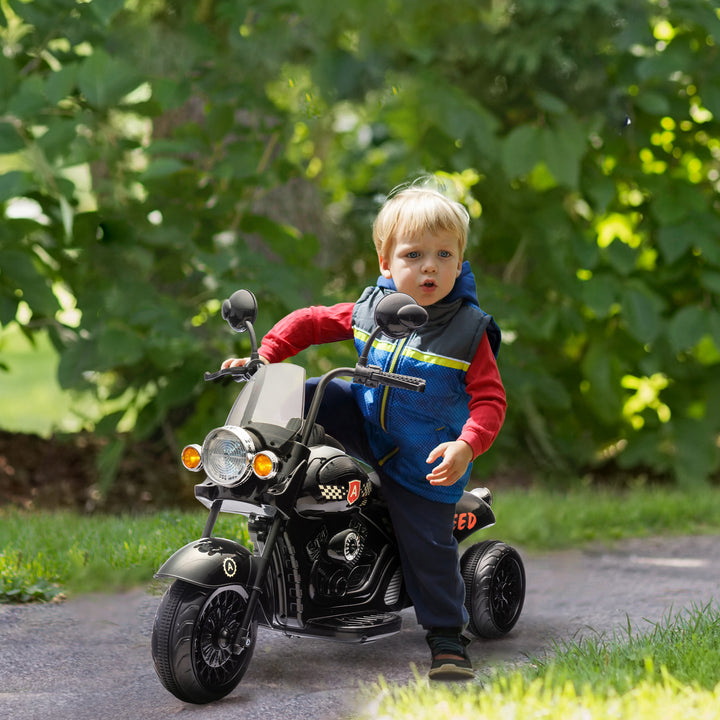 Elektrisk børnemotorcykel, 3-5 km/t, chopper, lys og musik, til børn 3-6 år, sort