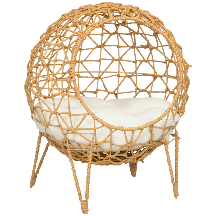 Rattan kattekurv kattehule kattehus katteseng med pude hævet design kæledyrsseng brun 45 x 57h cm