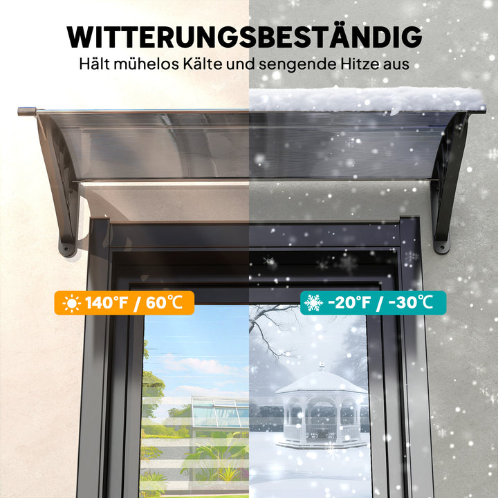 Baldakin, hoveddørsbaldakin, tag til indgange og vinduer, 100L x 75B x 23H cm, sort