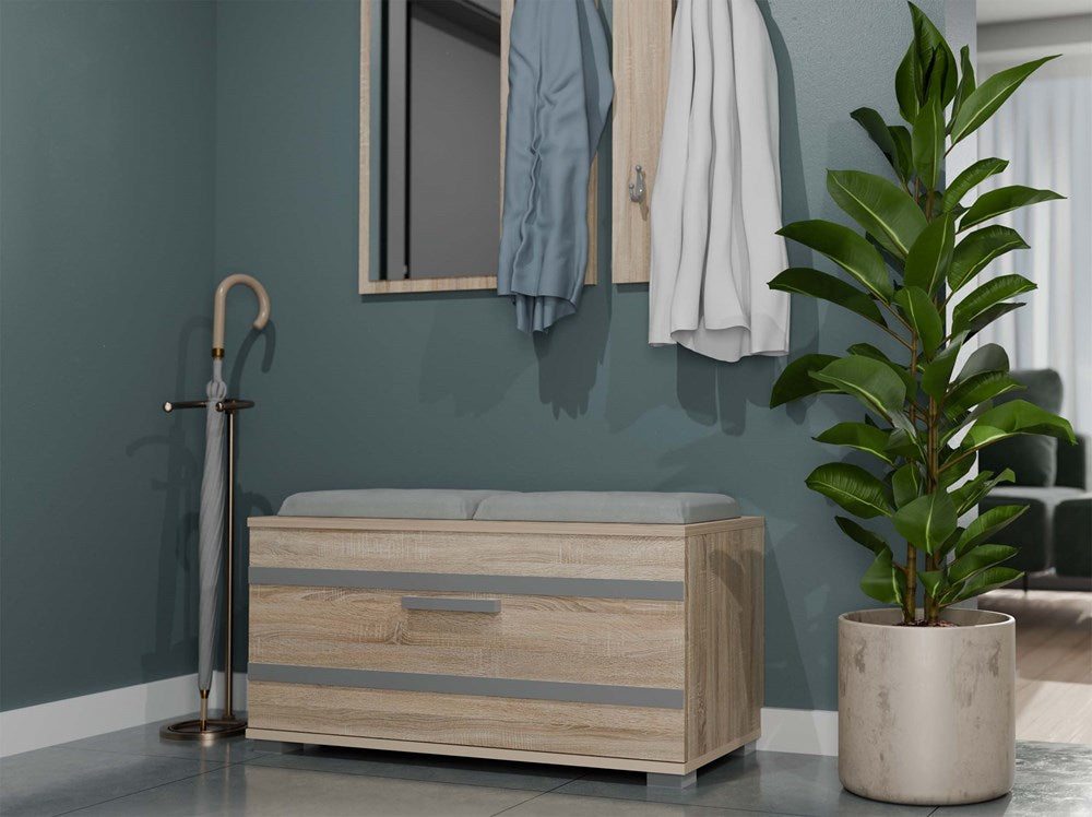 Skobænk med siddeplads, Dybde: 35 cm Bredde: 85 cm Højde: 45 cm