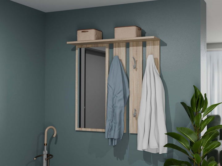 Knagerække med hylde og spejl