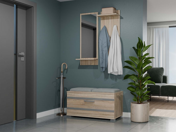 Knagerække med hylde og spejl