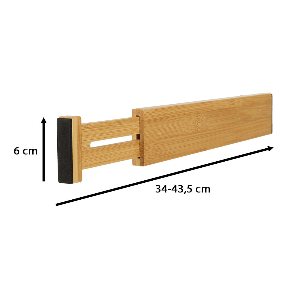 Skuffeorganisator justerbar bambus separator 43x6x1,5cm 1 stk.