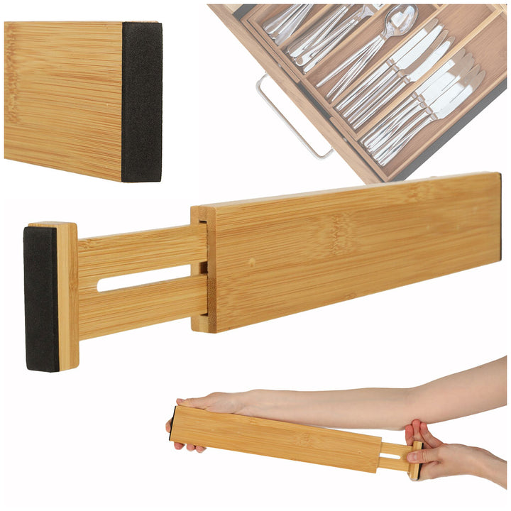 Skuffeorganisator justerbar bambus separator 56x6x1,5cm 1 stk.