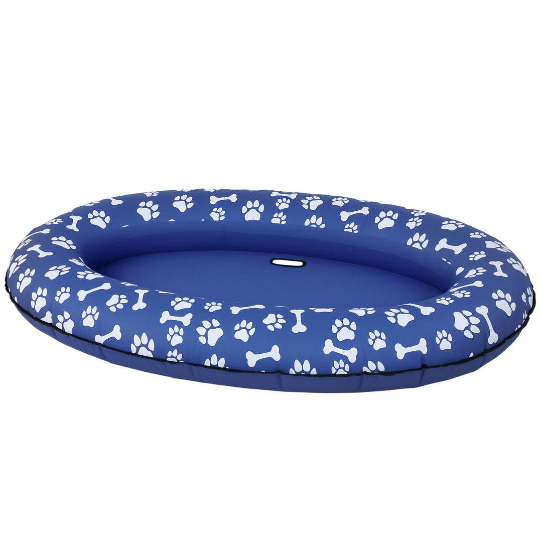 Oppustelig hundebåd, foldbar flydende vandmåtte med håndtag til hunde op til 40 kg, 155x104x25 cm, blå