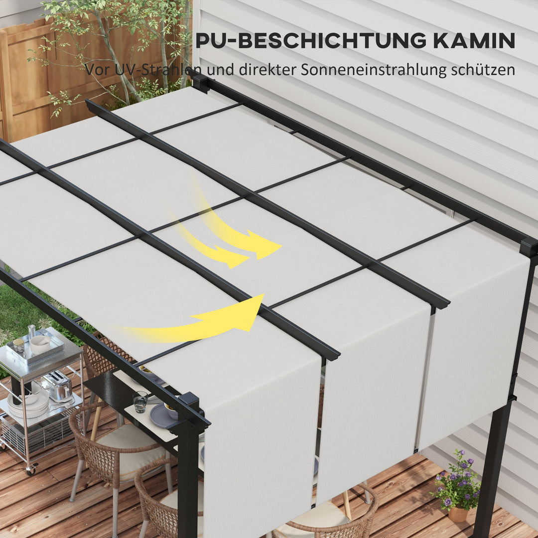 Markise/solsejl. Pergola, vejrbestandig, inklusive monteringsbeslag, 3 x 3,5 m, mørkegrå.
