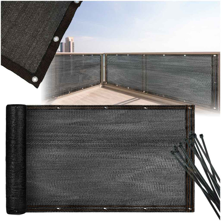 Balkonoverdækning LUARO camouflagemåtte skyggenet til balkonterrasse 150g/m2 105x700cm UV + Tritics