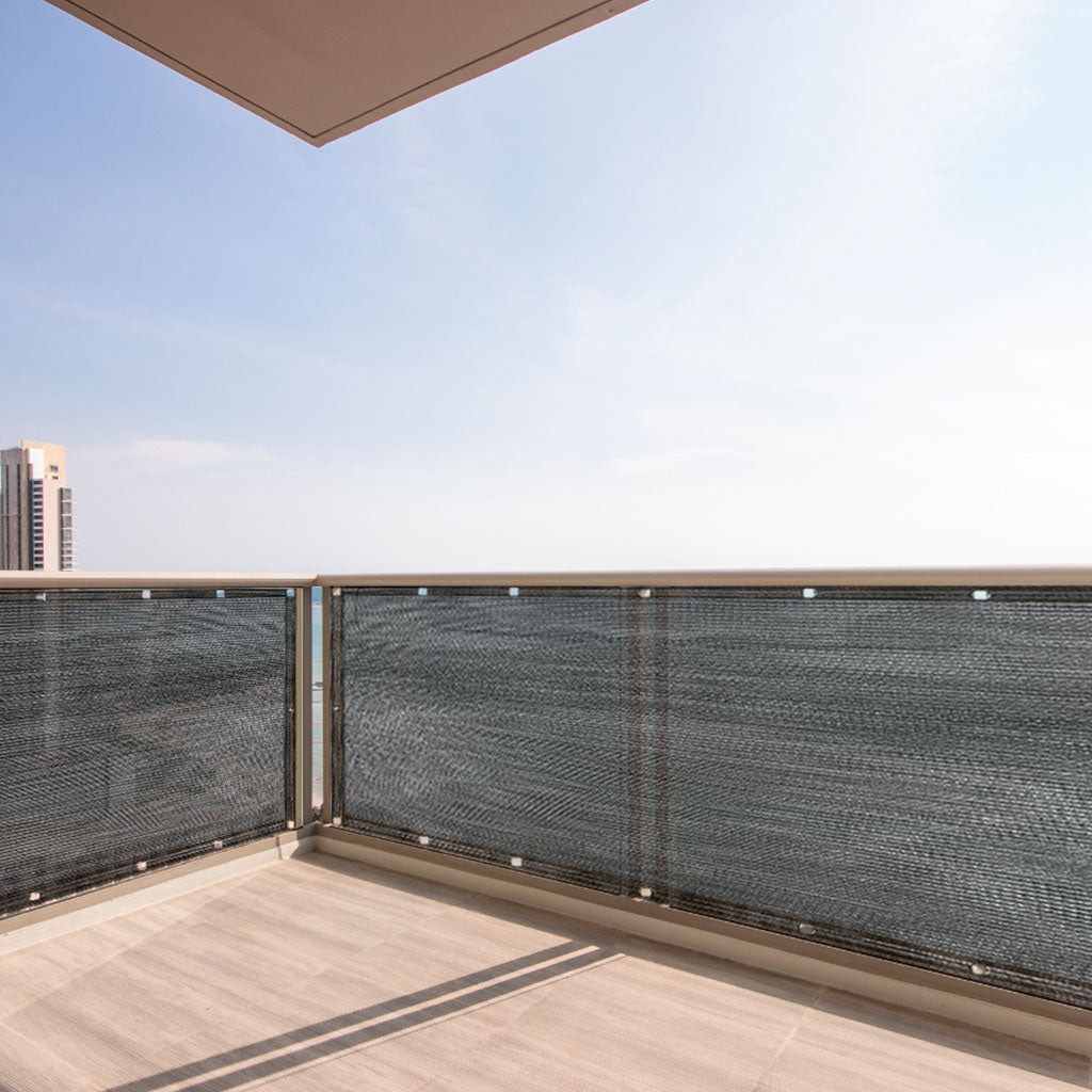 Balkonoverdækning LUARO camouflagemåtte skyggenet til balkonterrasse 150g/m2 105x700cm UV + Tritics