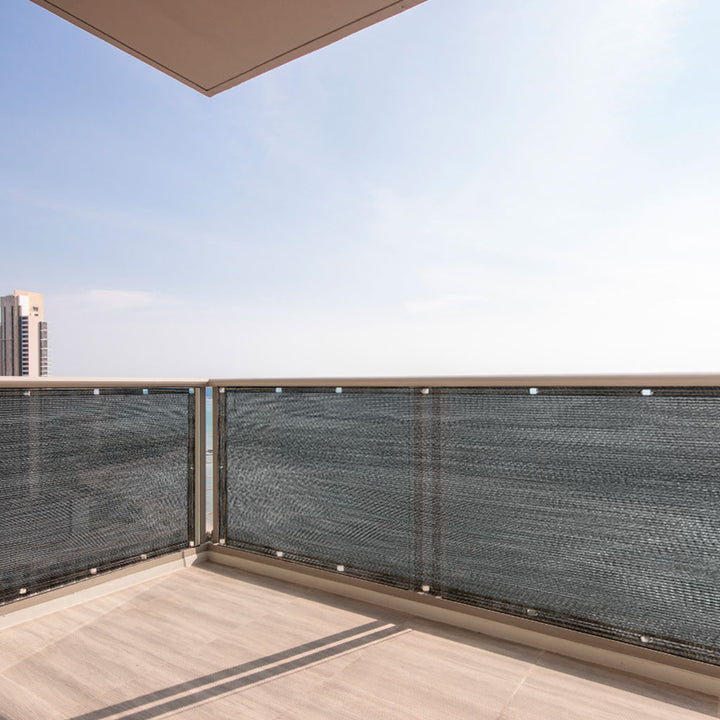 Balkonoverdækning LUARO camouflagemåtte skyggenet til balkonterrasse 150g/m2 105x700cm UV + Tritics