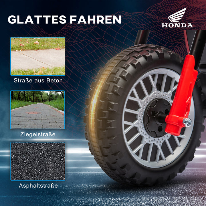 Honda elektrisk børnemotorcykel, 3 km/t, lydeffekter, til 18-36 måneder, rød