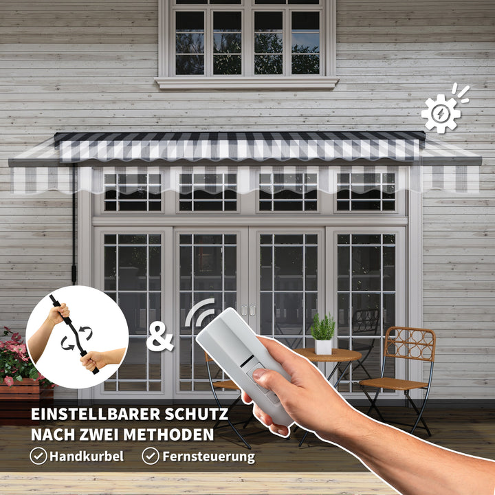 Sun markise markise terrassemarkise vejrbestandig 1 håndsving 350 x 250 x 150 cm grå + hvid