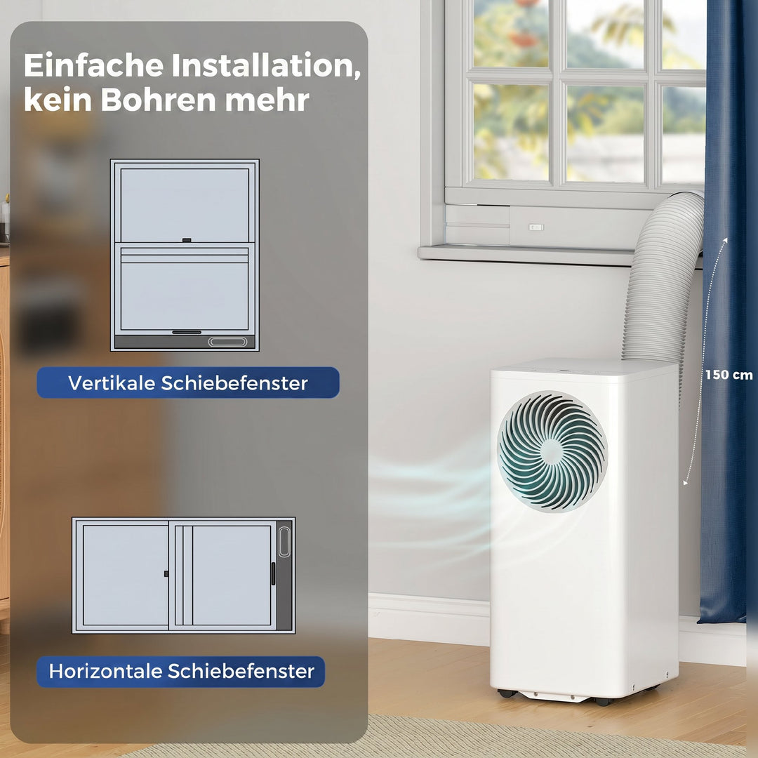 Bærbart klimaanlæg 9000 BTU, 4-i-1 bærbart klimaanlæg med køling, 40 L/dag affugter, ventilator, dvaletilstand