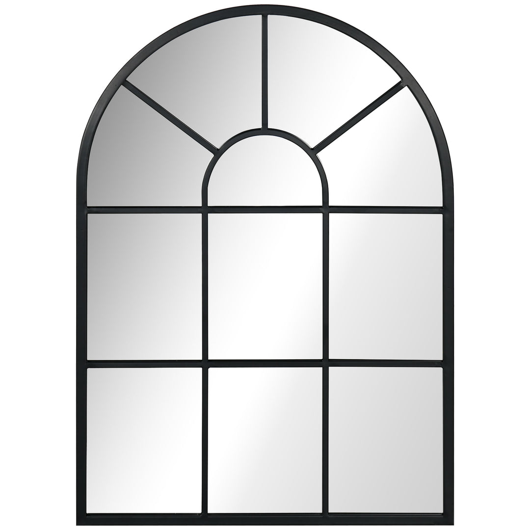 Vægspejl, vinduesdesign, entrespejl, metalramme, 70x50 cm, sort