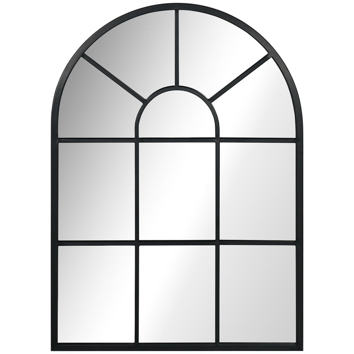 Vægspejl, vinduesdesign, entrespejl, metalramme, 70x50 cm, sort