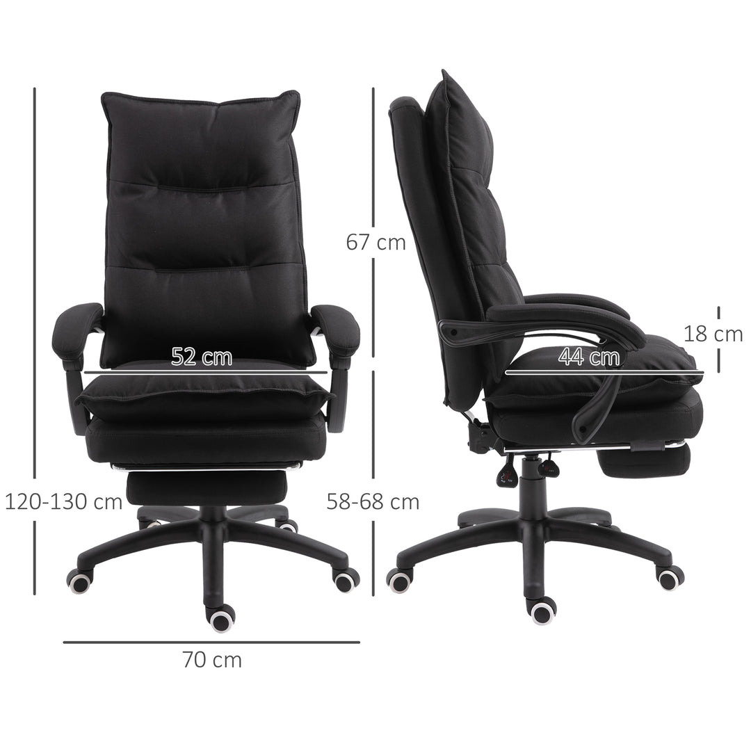 Kontorstol med massagefunktion, ergonomisk skrivebordsstol med lænefunktion og drejefunktion, med fodstøtte, sort