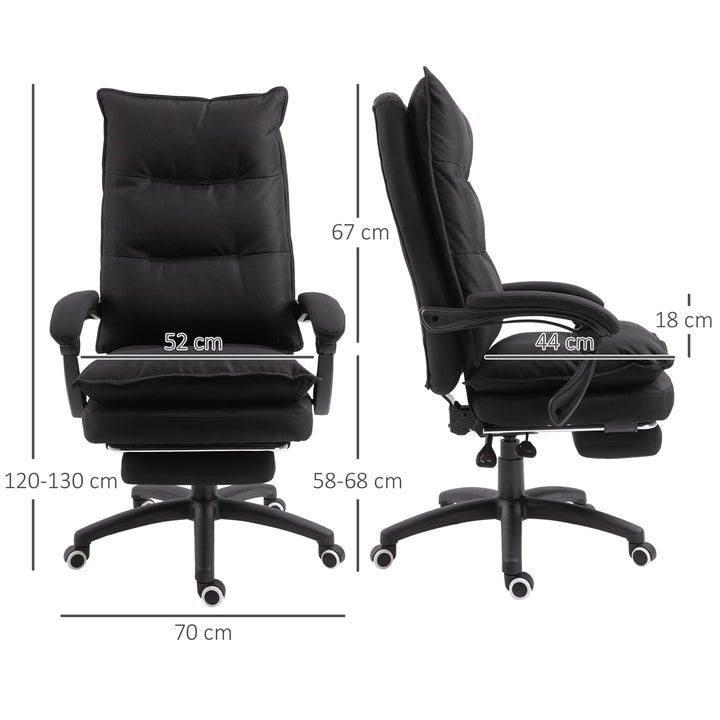 Kontorstol med massagefunktion, ergonomisk skrivebordsstol med lænefunktion og drejefunktion, med fodstøtte, sort