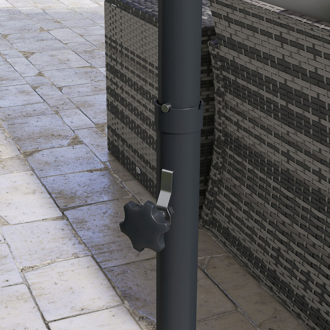 Ø3 m cantilever parasol, vipbar, drejelig, håndsving, vindfang, metalmast, mørkegrå