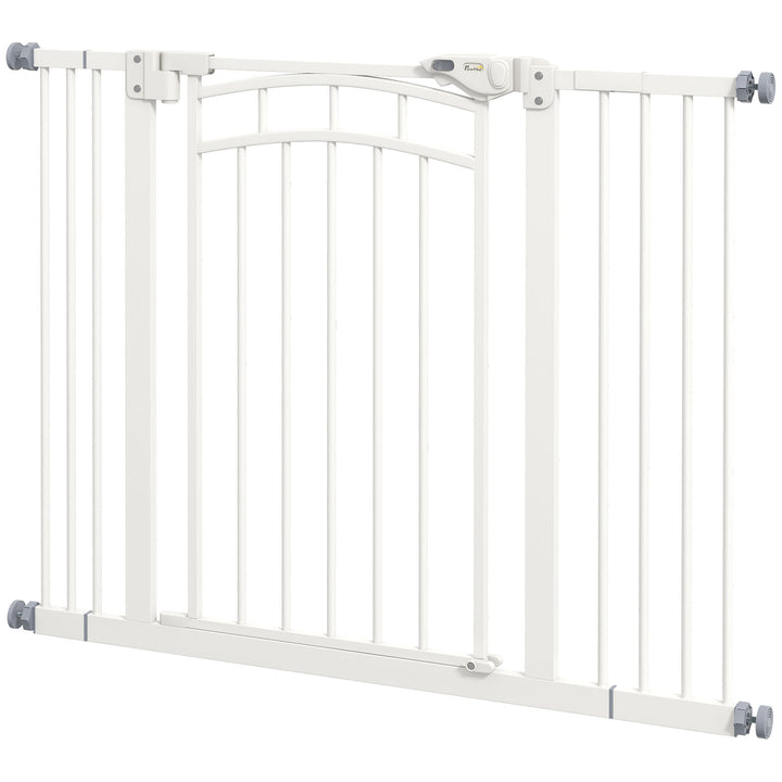 Trappegitter hundegitter, automatisk lukning, enhåndsbetjening, 100 cm x 4 cm x 76 cm, hvid