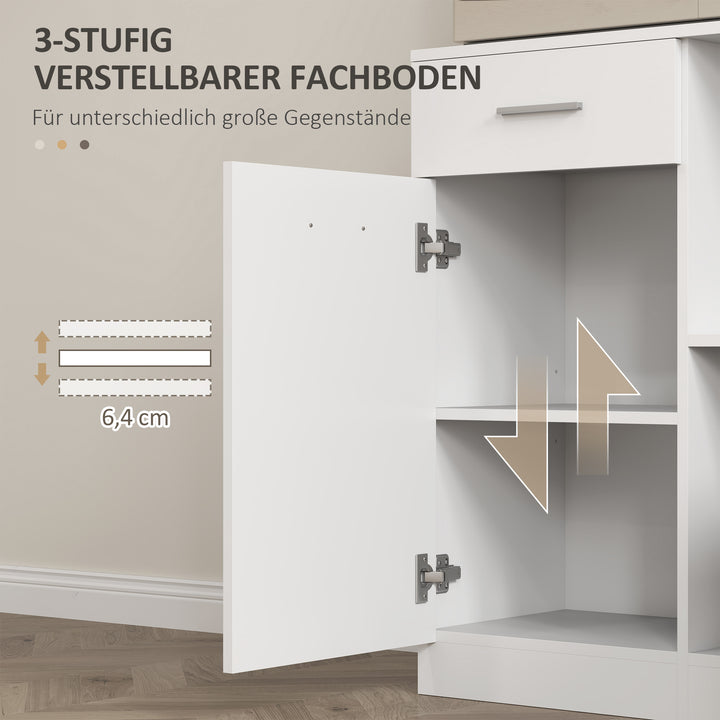 Køkkenskab, buffet med skuffe, softclose-døre, 80 x 35 x 180 cm, hvid