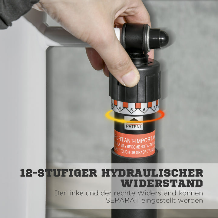 Stepper med 12 modstandsniveauer, lcd-display, 2 ruller, 80 cm x 61 cm x 134 cm, hvid + sort