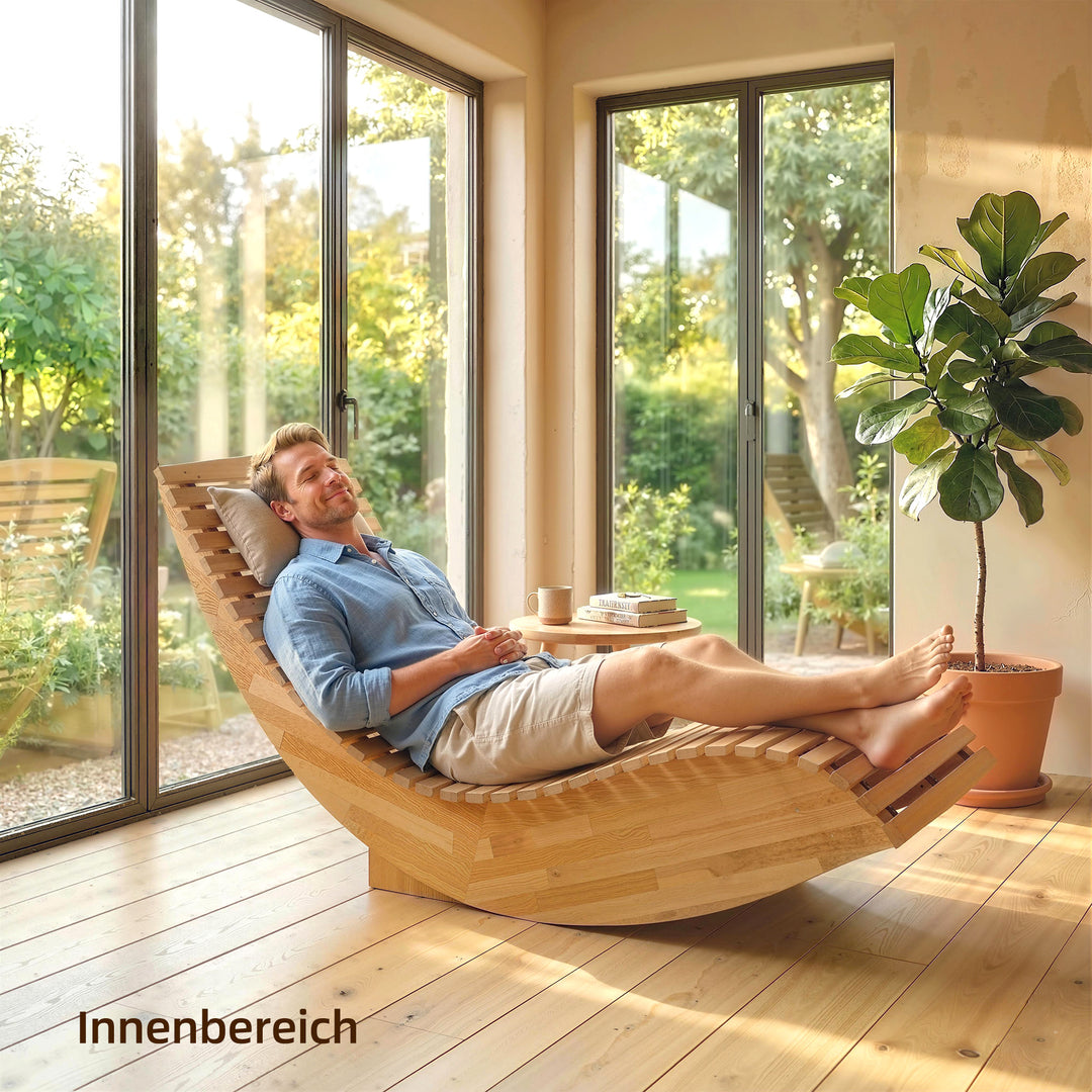 Solseng i akacietræ, foldbar, ergonomisk havestol med S-formet lameldesign, 60 x 156 x 77 cm