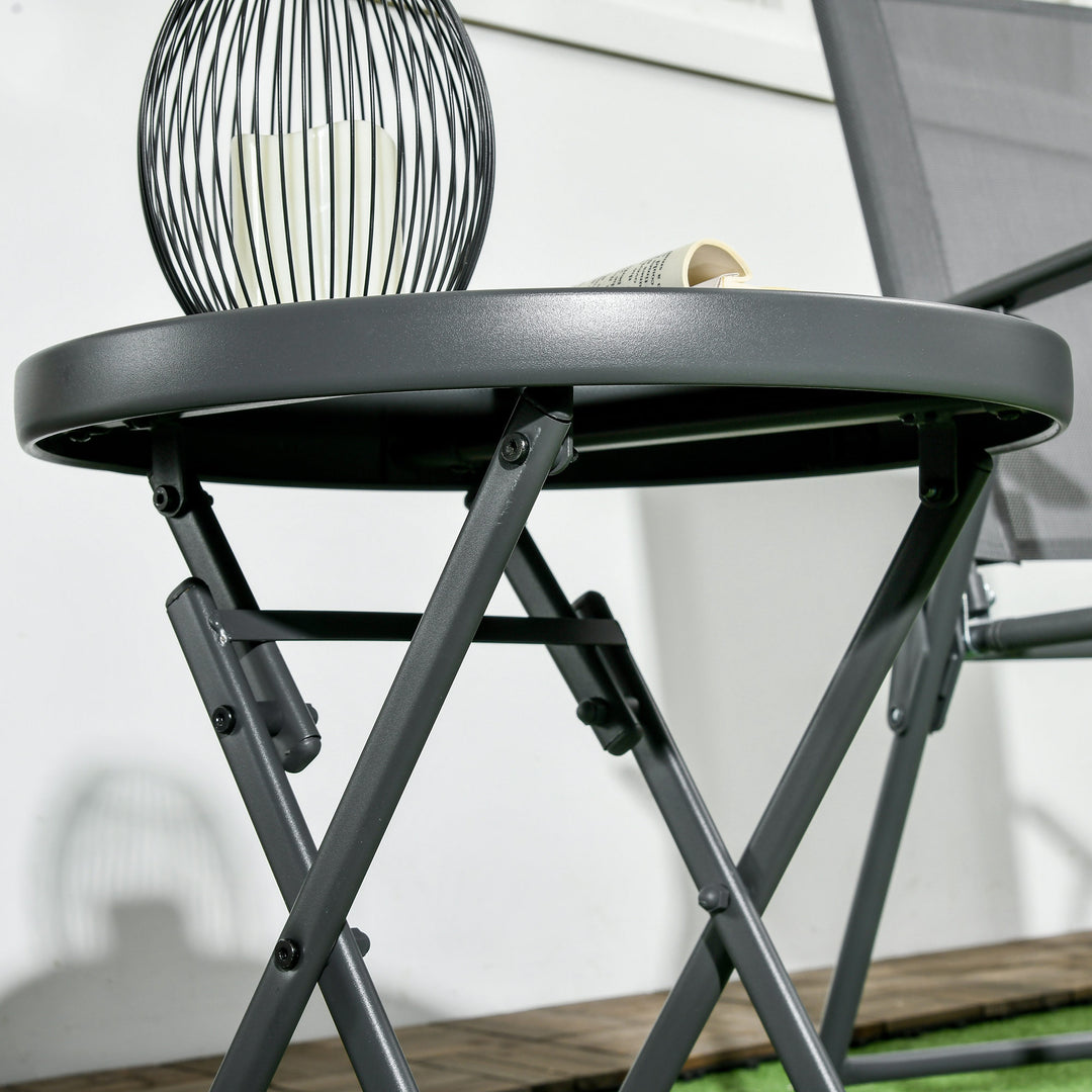 Foldbart sidebord, udendørs foldbart bord, med bordplade i hærdet glas, til terrasse, 45 x 45 x 50 cm sort