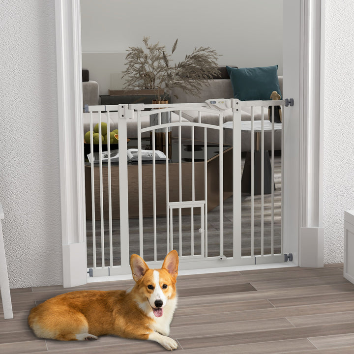 Trappegitter hundegitter, automatisk lukning, enhåndsbetjening, 100 cm x 4 cm x 76 cm, hvid