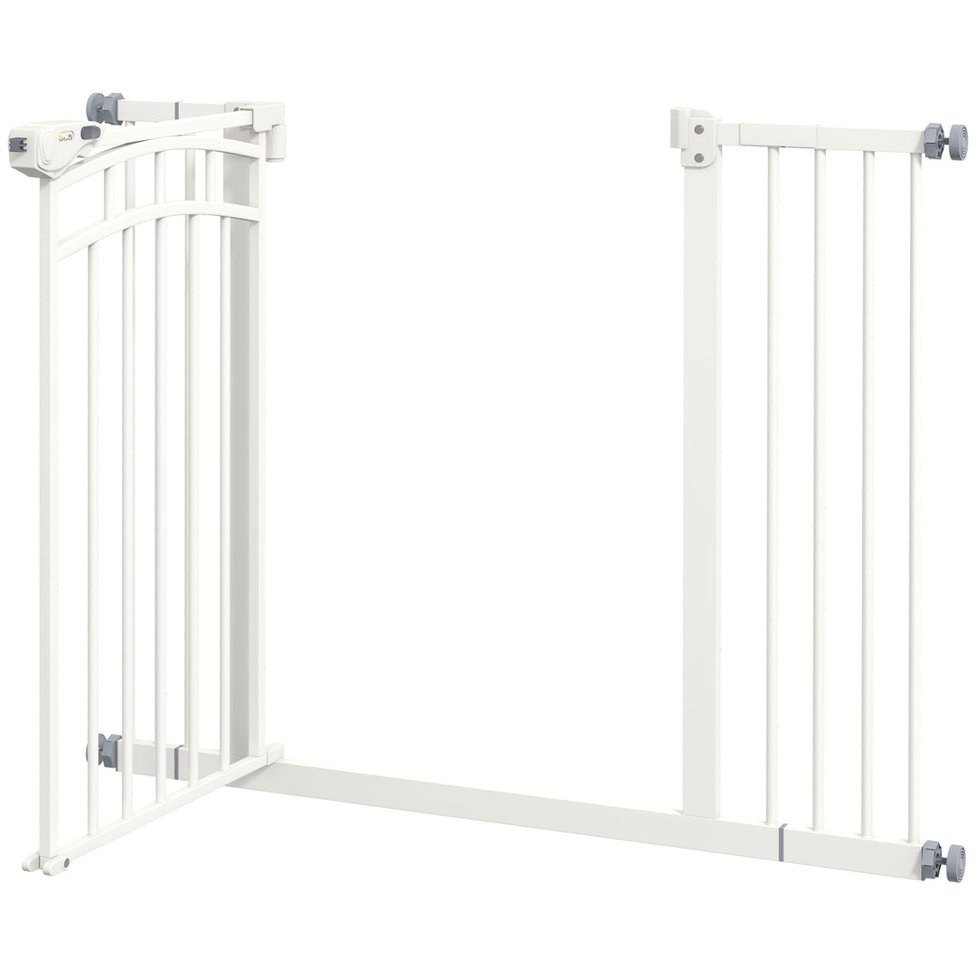 Trappegitter hundegitter, automatisk lukning, enhåndsbetjening, 100 cm x 4 cm x 76 cm, hvid