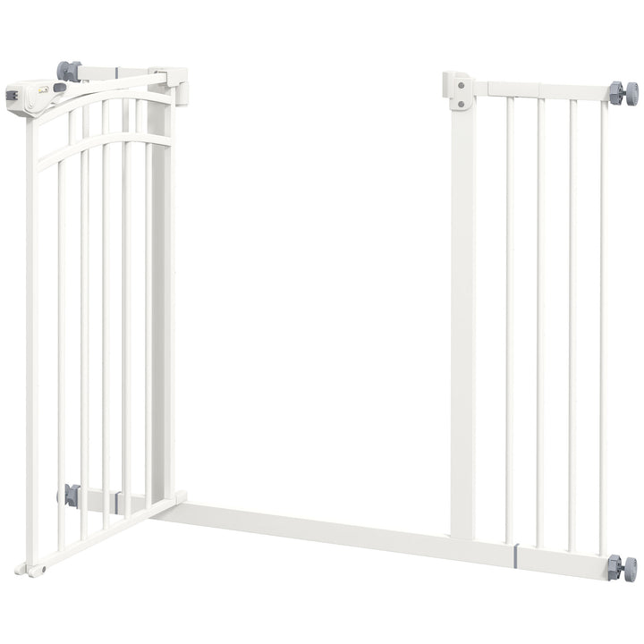 Trappegitter hundegitter, automatisk lukning, enhåndsbetjening, 100 cm x 4 cm x 76 cm, hvid
