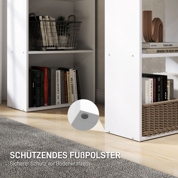 Skrivebord kontorbord computerbord, 2 hylder, 5 hylder, 120 cm x 55 cm x 120 cm, hvid