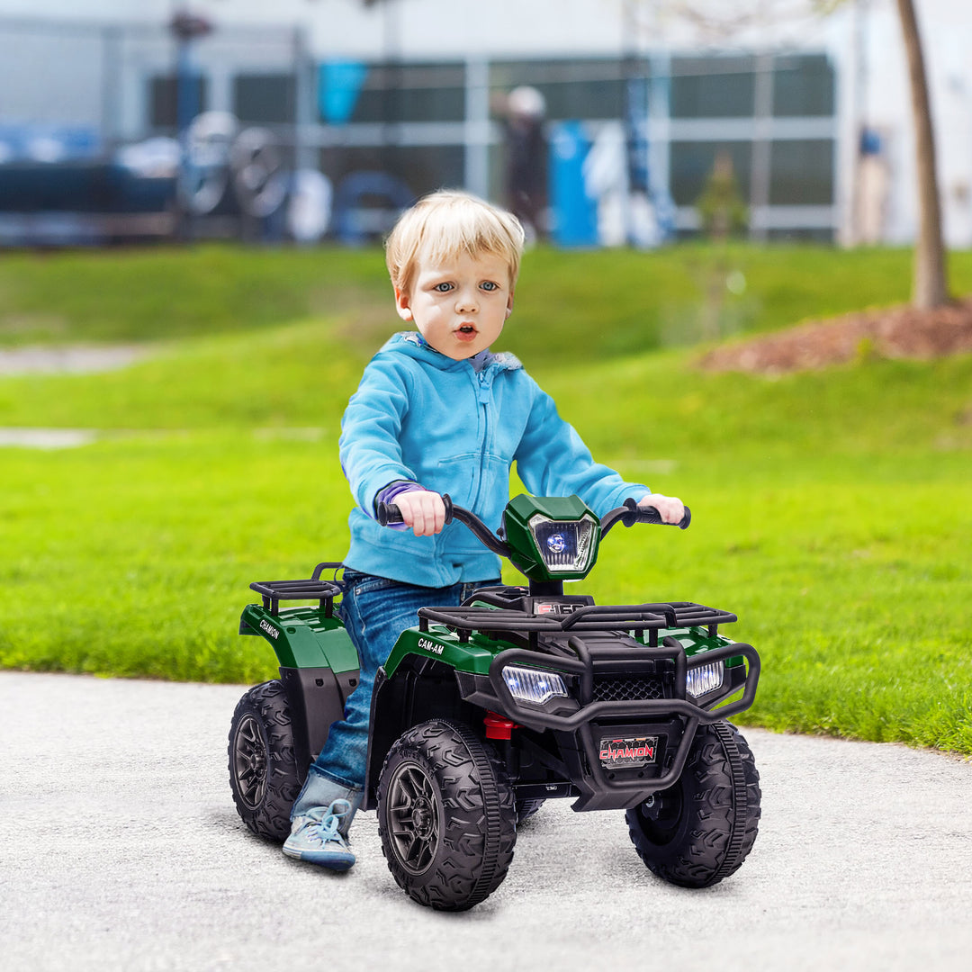 El-atv til børn, maks. 4 km/t, fra 3 år, led-forlygter, musiktilslutning, sort+grøn 88 x 45 x 50 cm
