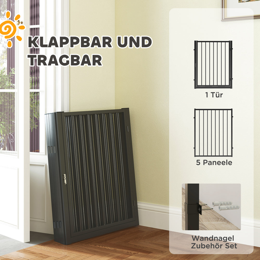 Hvalpegård, hundegård, hvalpeindhegning, 6 paneler med dør, foldbart og bærbart hundehegn, stål, sort