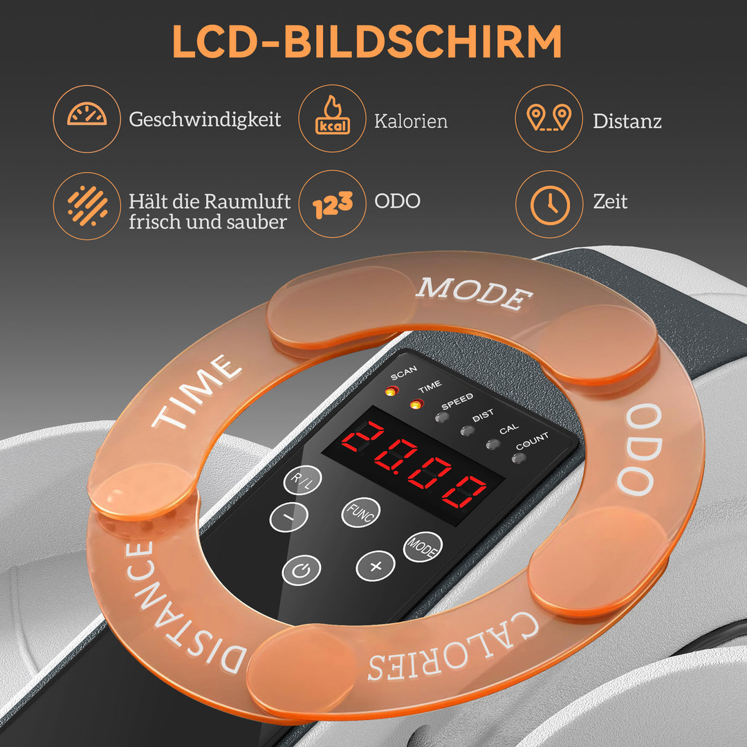 Siddende pedaltræner, mini elliptisk træner med lcd-skærm, fjernbetjening, 10 justerbare hastighedsniveauer, hvid