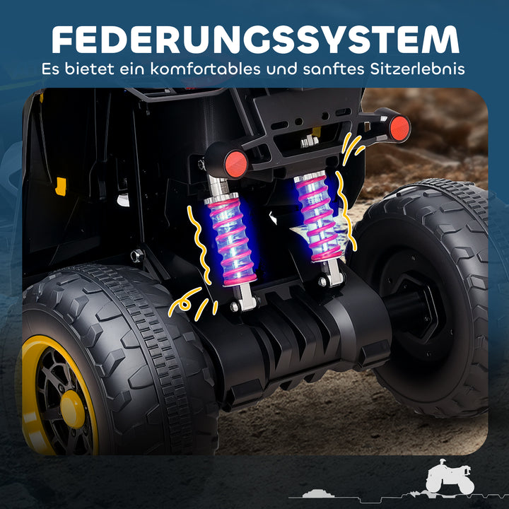 Elektrisk ATV til børn, 3-6 km/t, LED-forlygter, musik, USB, til alderen 3-8, gul