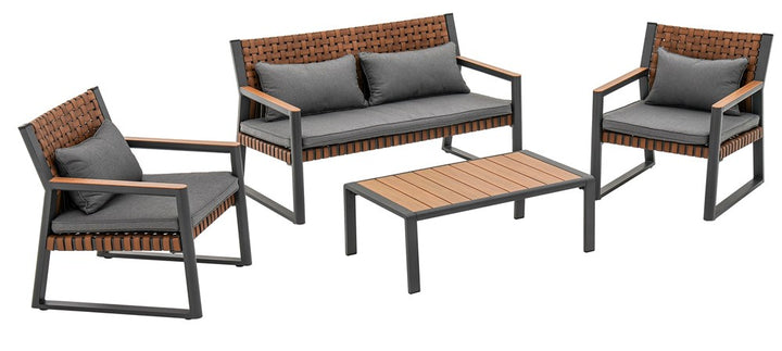 Moderne havemøbelsæt, sofa, 2 lænestole og bord